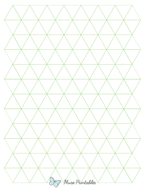 1 Inch Green Triangle Graph Paper : Letter-sized paper (8.5 x 11)