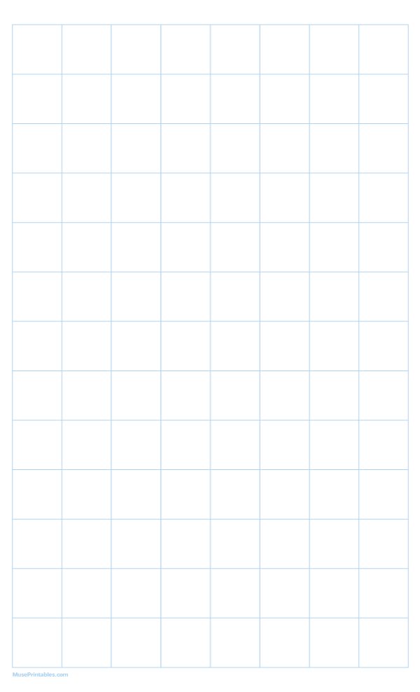 1 Inch Light Blue Graph Paper: Legal-sized paper (8.5 x 14)