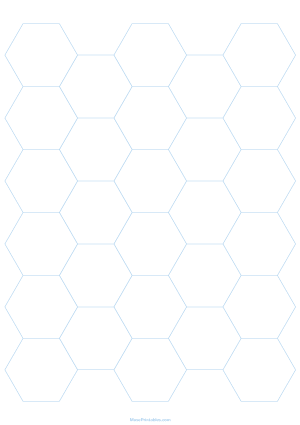 1 Inch Light Blue Hexagon Graph Paper - A4