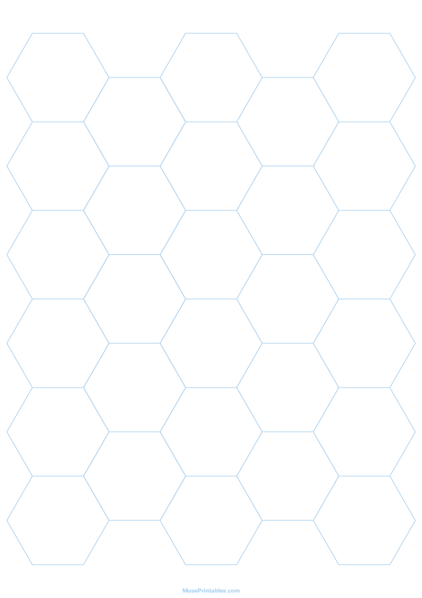 1 Inch Light Blue Hexagon Graph Paper: A4-sized paper (8.27 x 11.69)
