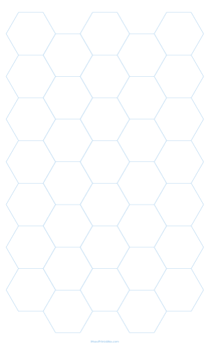 1 Inch Light Blue Hexagon Graph Paper - Legal