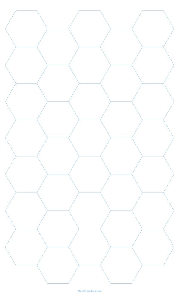 1 Inch Light Blue Hexagon Graph Paper: Legal-sized paper (8.5 x 14)