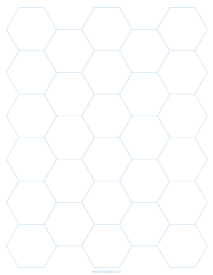 1 Inch Light Blue Hexagon Graph Paper - Letter