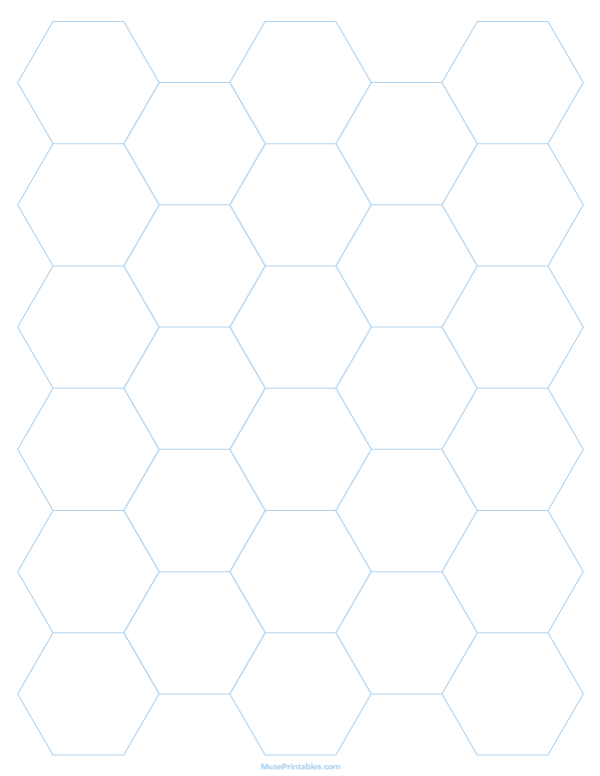 1 Inch Light Blue Hexagon Graph Paper: Letter-sized paper (8.5 x 11)