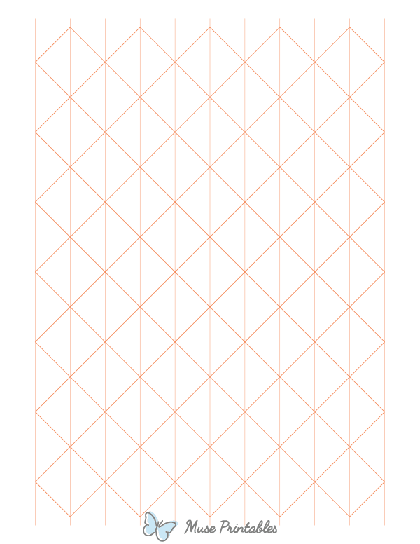 1 Inch Orange Axonometric Graph Paper : Letter-sized paper (8.5 x 11)