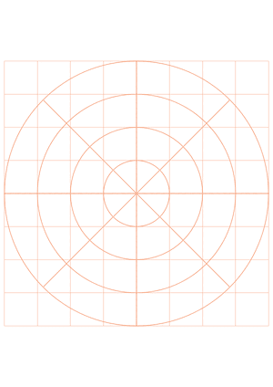 1 Inch Orange Circular Graph Paper  - A4