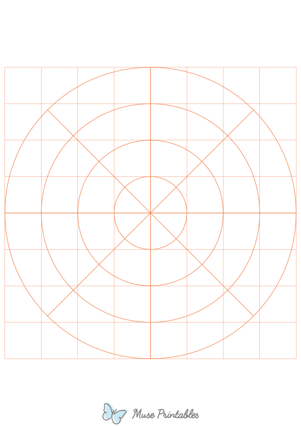 1 Inch Orange Circular Graph Paper : A4-sized paper (8.27 x 11.69)