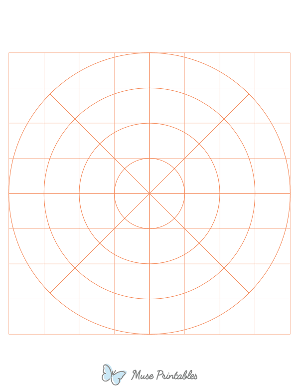 1 Inch Orange Circular Graph Paper : Letter-sized paper (8.5 x 11)