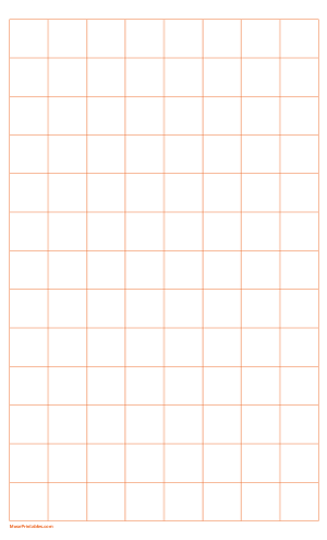 1 Inch Orange Graph Paper - Legal