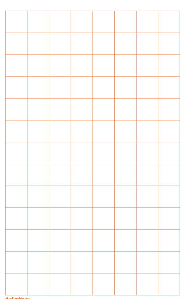 1 Inch Orange Graph Paper: Legal-sized paper (8.5 x 14)