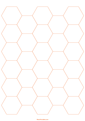 1 Inch Orange Hexagon Graph Paper - A4