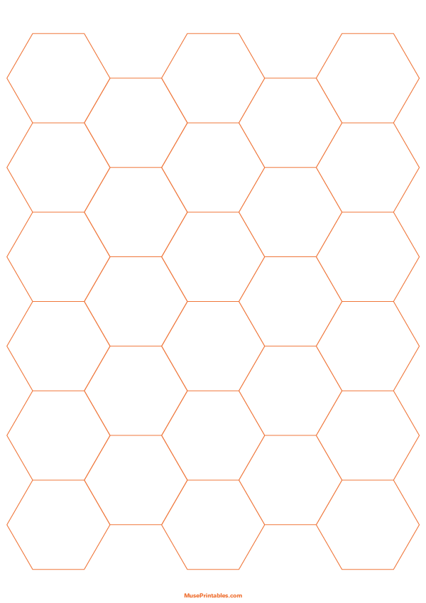 1 Inch Orange Hexagon Graph Paper: A4-sized paper (8.27 x 11.69)
