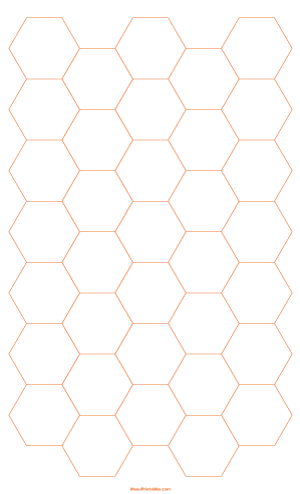 1 Inch Orange Hexagon Graph Paper - Legal