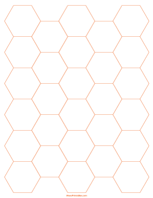 1 Inch Orange Hexagon Graph Paper - Letter