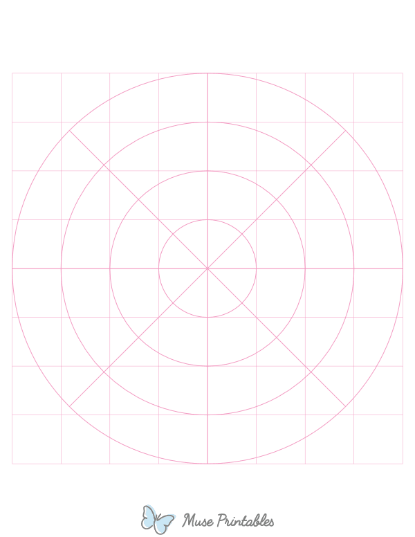 1 Inch Pink Circular Graph Paper : Letter-sized paper (8.5 x 11)