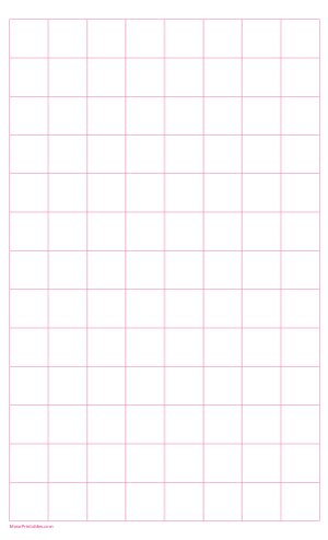 1 Inch Pink Graph Paper - Legal