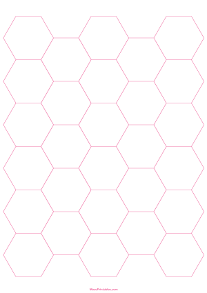 1 Inch Pink Hexagon Graph Paper - A4