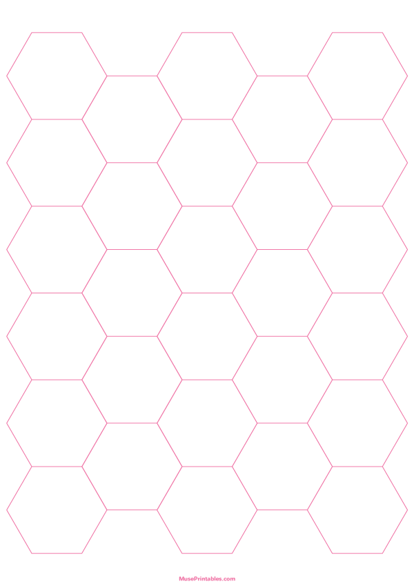 1 Inch Pink Hexagon Graph Paper: A4-sized paper (8.27 x 11.69)