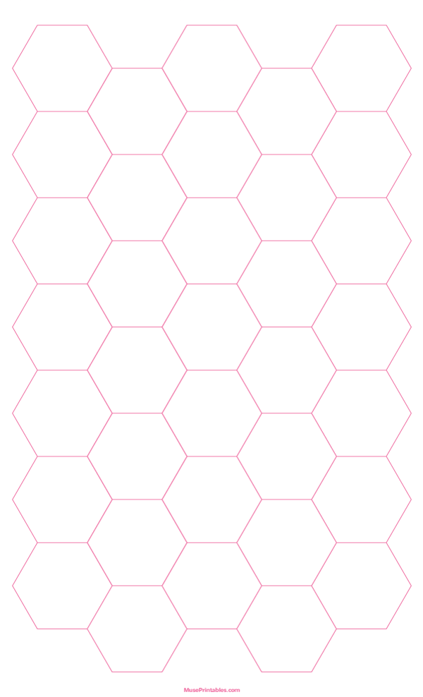 1 Inch Pink Hexagon Graph Paper: Legal-sized paper (8.5 x 14)