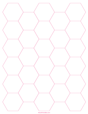 1 Inch Pink Hexagon Graph Paper - Letter
