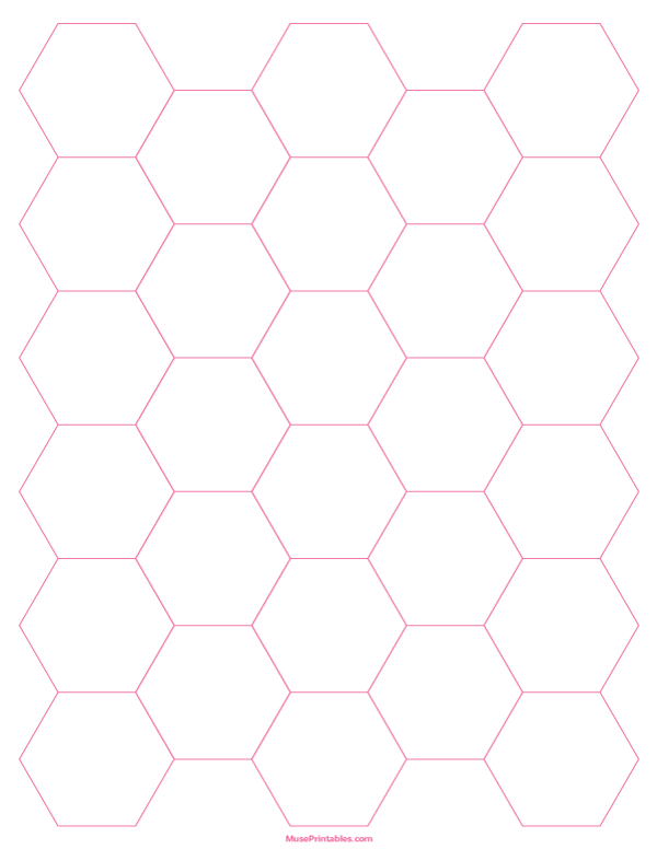 1 Inch Pink Hexagon Graph Paper: Letter-sized paper (8.5 x 11)