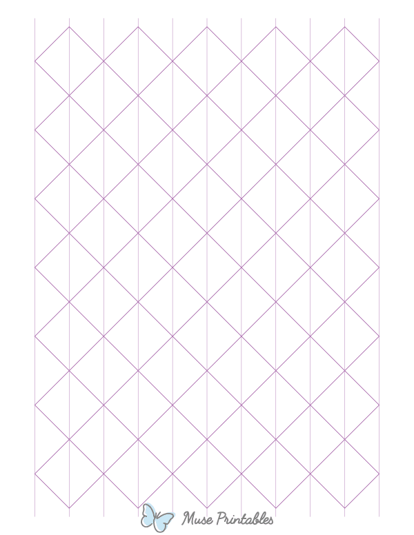 1 Inch Purple Axonometric Graph Paper : Letter-sized paper (8.5 x 11)