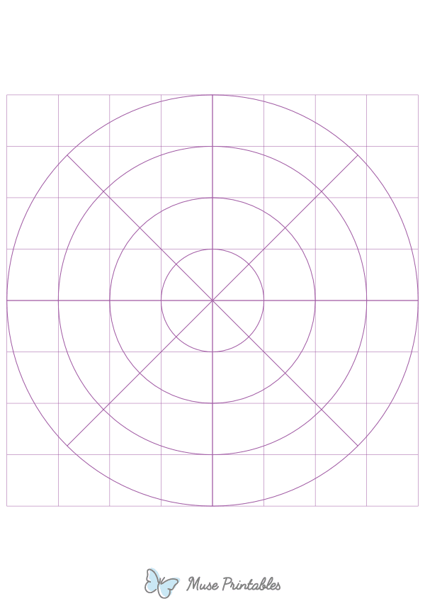 1 Inch Purple Circular Graph Paper : A4-sized paper (8.27 x 11.69)