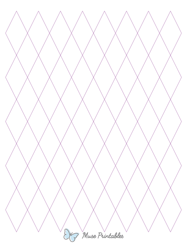 1 Inch Purple Diamond Graph Paper : Letter-sized paper (8.5 x 11)