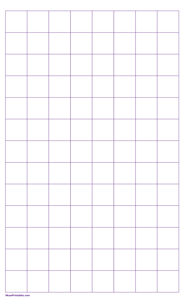 1 Inch Purple Graph Paper: Legal-sized paper (8.5 x 14)
