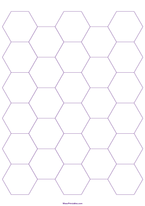 1 Inch Purple Hexagon Graph Paper - A4