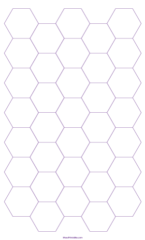 1 Inch Purple Hexagon Graph Paper - Legal