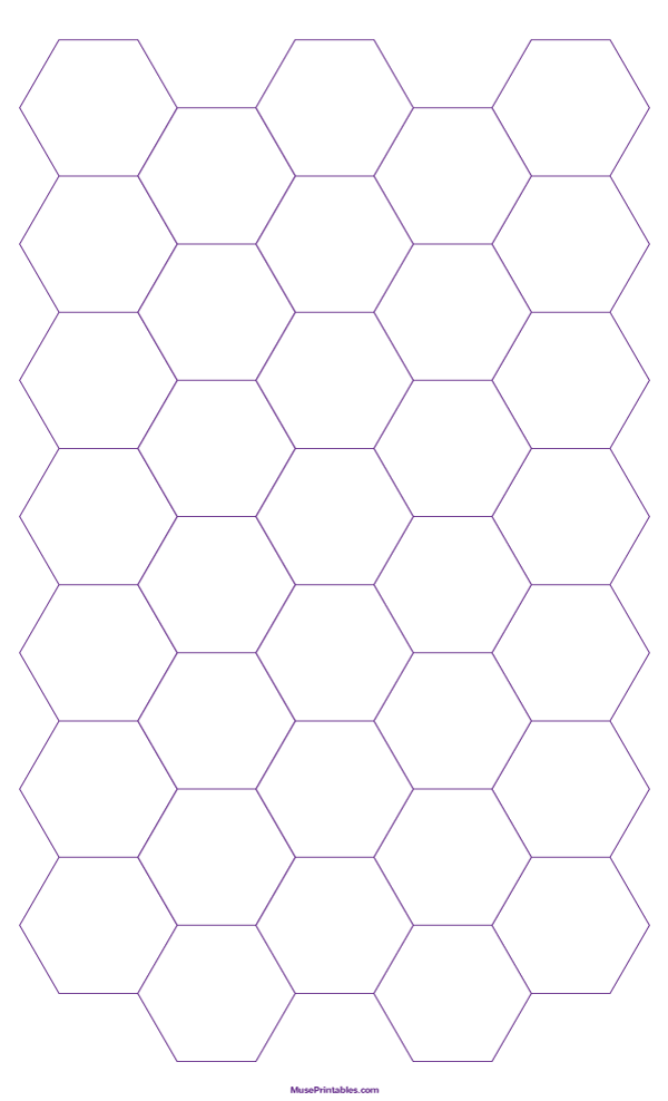 1 Inch Purple Hexagon Graph Paper: Legal-sized paper (8.5 x 14)