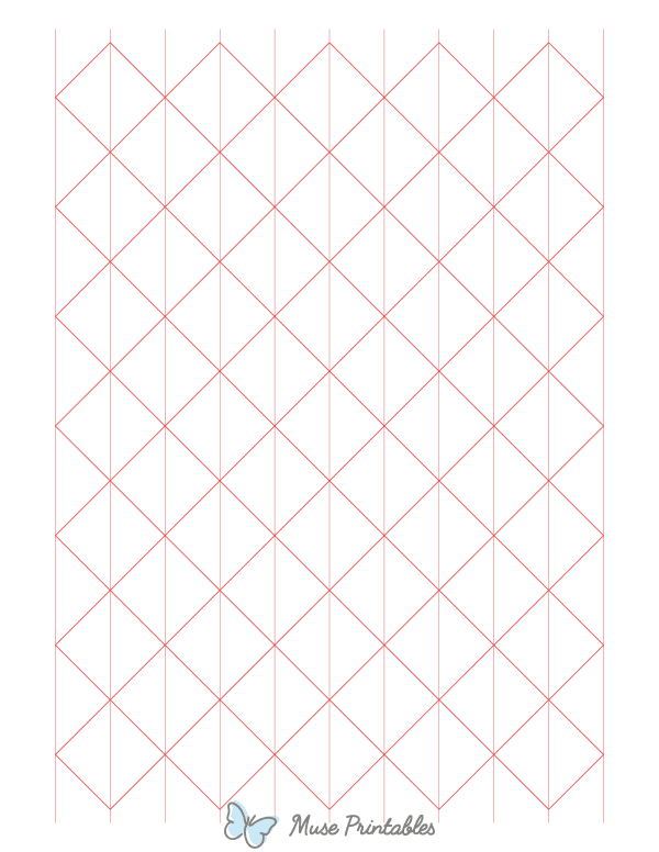1 Inch Red Axonometric Graph Paper : Letter-sized paper (8.5 x 11)
