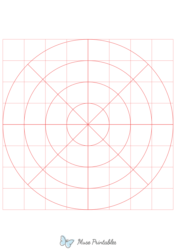 1 Inch Red Circular Graph Paper : A4-sized paper (8.27 x 11.69)
