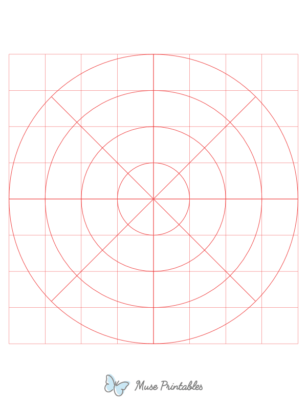 1 Inch Red Circular Graph Paper : Letter-sized paper (8.5 x 11)