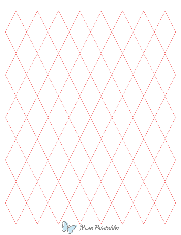 1 Inch Red Diamond Graph Paper : Letter-sized paper (8.5 x 11)