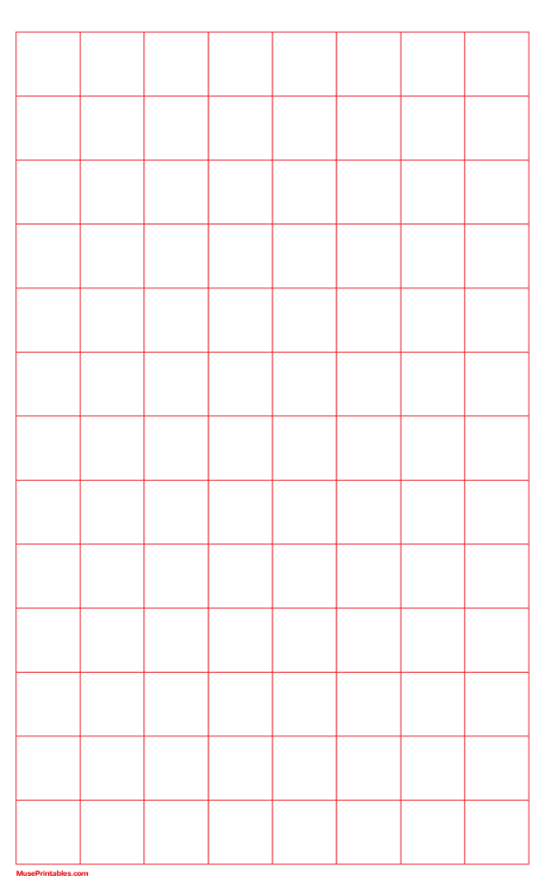 1 Inch Red Graph Paper: Legal-sized paper (8.5 x 14)