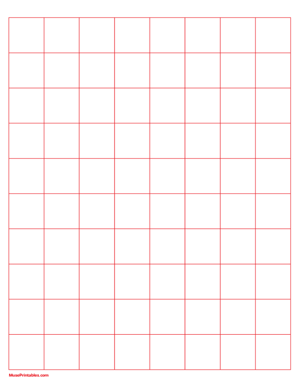 1 Inch Red Graph Paper: Letter-sized paper (8.5 x 11)