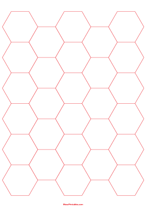 1 Inch Red Hexagon Graph Paper - A4