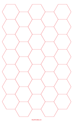 1 Inch Red Hexagon Graph Paper - Legal