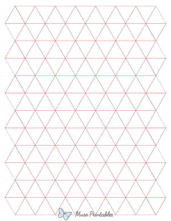 1 Inch Red Triangle Graph Paper : Letter-sized paper (8.5 x 11)