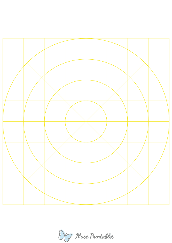 1 Inch Yellow Circular Graph Paper : A4-sized paper (8.27 x 11.69)