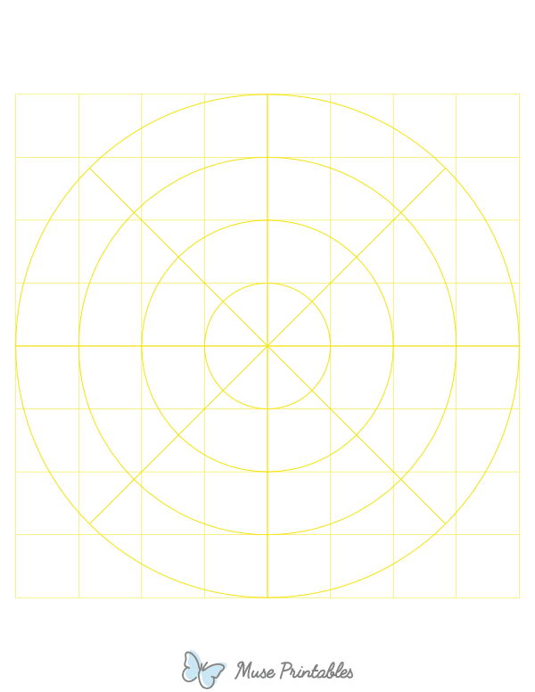 1 Inch Yellow Circular Graph Paper : Letter-sized paper (8.5 x 11)