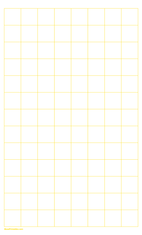 1 Inch Yellow Graph Paper: Legal-sized paper (8.5 x 14)