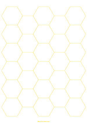 1 Inch Yellow Hexagon Graph Paper - A4