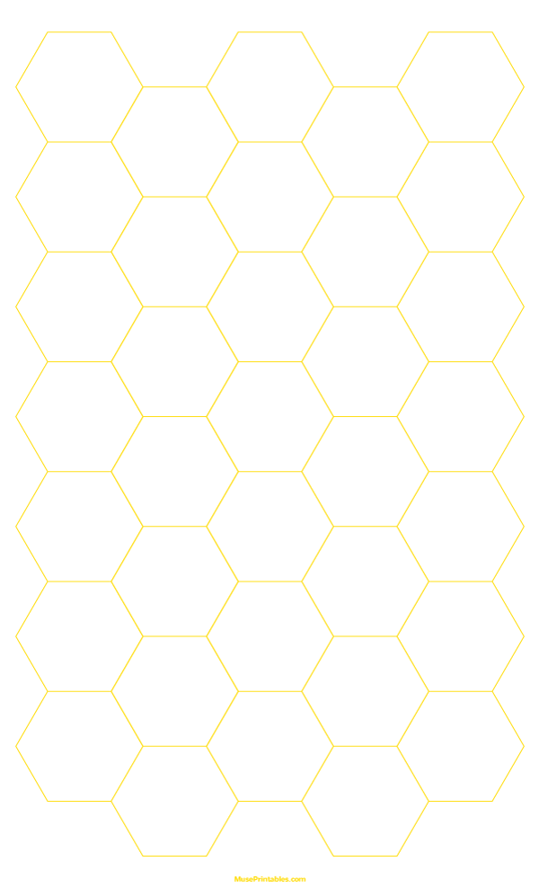 1 Inch Yellow Hexagon Graph Paper: Legal-sized paper (8.5 x 14)