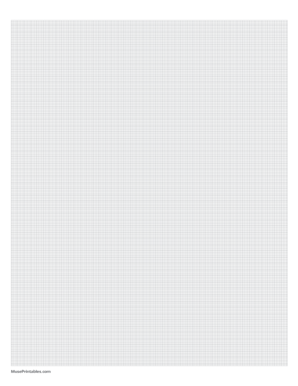 1 mm Gray Graph Paper: Letter-sized paper (8.5 x 11)