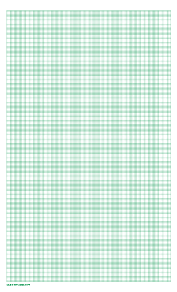 1 mm Green Graph Paper: Legal-sized paper (8.5 x 14)