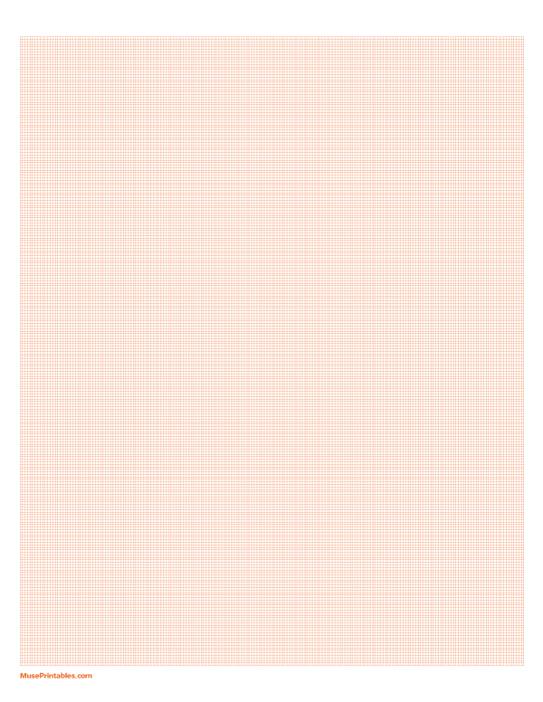 1 mm Orange Graph Paper: Letter-sized paper (8.5 x 11)