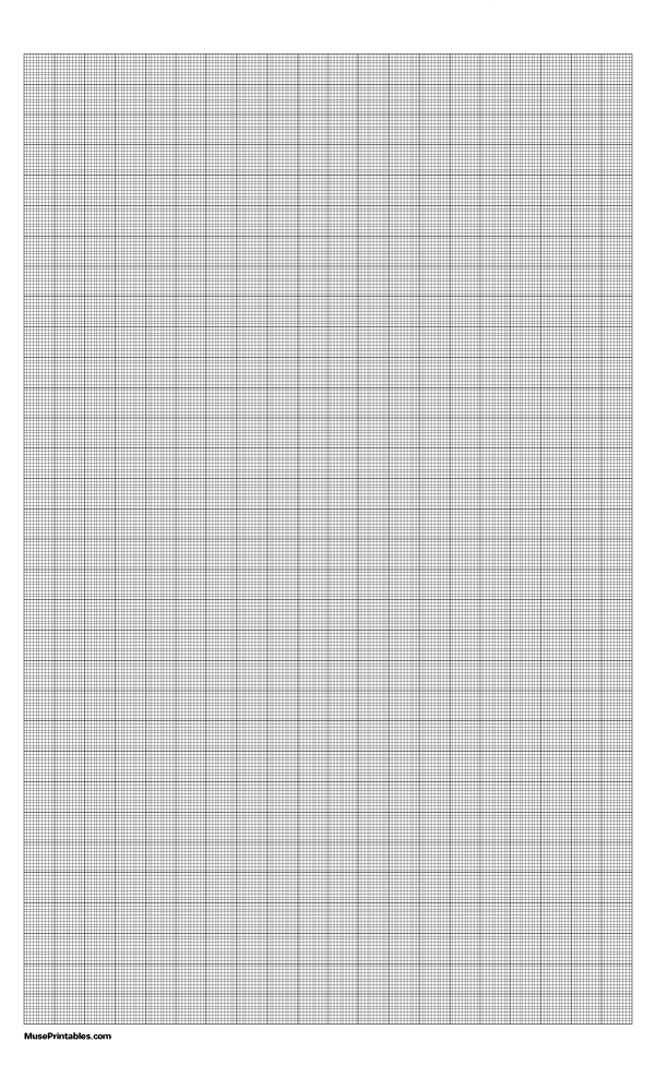 10 Squares Per Centimeter Black Graph Paper : Legal-sized paper (8.5 x 14)